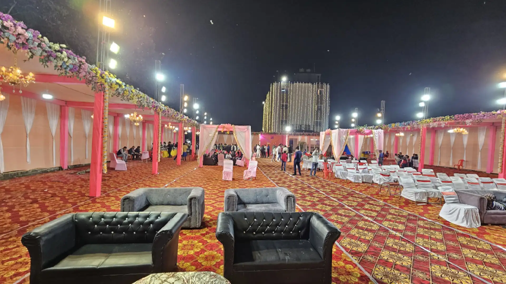 Elegant wedding ceremony venue with beautiful decoration